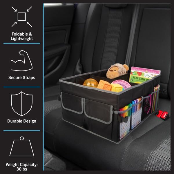 Stalwart Car Organizer - Collapsible Car Storage Box - Trunk Organizer for SUV, Truck, or Sedan with Waterproof Bottom Liner