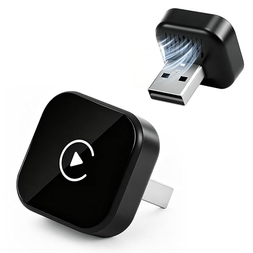2 in 1 CarPlay Android Auto Adapter Mini USB for iPhone iOS10+ Android11+ | Mini USB Compact Design, Stable Smooth Connection, Plug and Play Easy Connection, All-in-one Car Multimedia Adapter