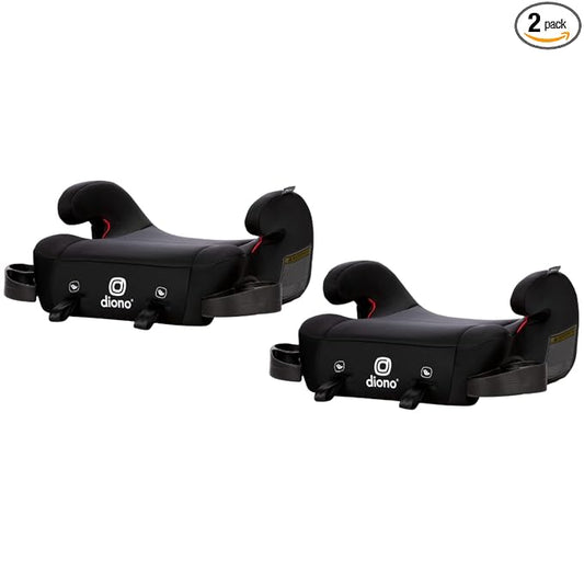 Diono Solana 2 XL Pack of 2 2022, Dual Latch Connectors, Lightweight Backless Belt-Positioning Booster Car Seat, 8 Years 1 Booster Seat, Black