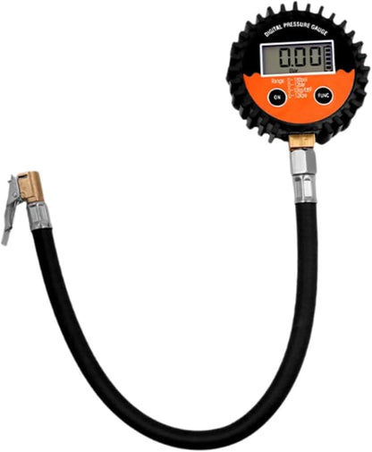Tire Pressure Tester & Inflation Hose with Flexible 40cm (15.75 inch) Hose for Trucks, Cars, Motorcycles