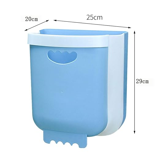 Kitchen Hanging Trash Can,Collapsible Small Garbage Bin for Kitchen Cabinet Cupboard Door, Portable Folding Home Outdoor Plastic Waste Container - 10 L / 2.6 Gallon (Green) (Blue)