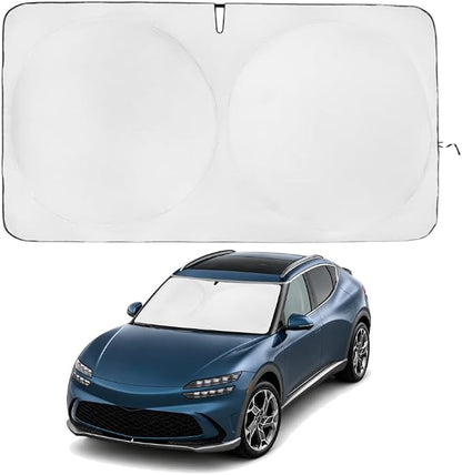 Windshield Sun Shade | Compatible for Genesis GV60 2023-Present | Certified 99.87% UVB & 99.02% UVA Car Sun Shade. Award Winning Sunshade - Patented Technology | Car Shades by Kinder Fluff