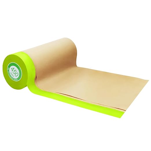 Pre-Taped Masking Paper for Painting-18 inch x 50 feet Tape and Drape for Painting, Painters Paper for Automotive Paint Masking, Floor Protection,Wall Covering（1 roll）