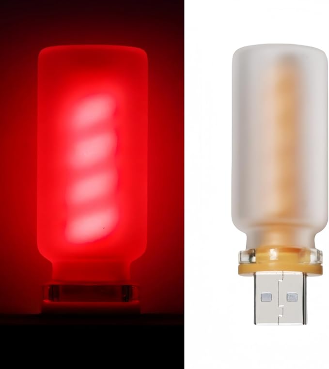 Retro Car Lamp, Touch Adjustment USB LED Car Lights,Plug in USB Automotive Night Lamps,Plug-in Ambient Light, Mini LED Bulb for Automotive,Bedroom,Hallway,Desk,No Pole dimming(Frosted-Red)