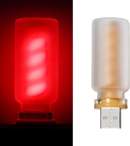 Retro Car Lamp, Touch Adjustment USB LED Car Lights,Plug in USB Automotive Night Lamps,Plug-in Ambient Light, Mini LED Bulb for Automotive,Bedroom,Hallway,Desk,No Pole dimming(Frosted-Red)