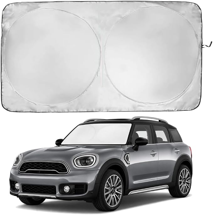 Windshield Sun Shade | Compatible for Mini Countryman Cooper F60 2017-Present | Certified 99.87% UVB & 99.02% UVA Car Sun Shade. Award Winning Sunshade -Patented Technology| Car Shades by Kinder Fluff