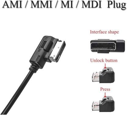 Yoper Bluetooth 5.0 Adapter Compatible with Audi A3 A4 A5 A6 A7 S3 S4 Q3 Q5 Q7 Volkswagen VW Skoda 2G 3G 3G+ AMI MMI Port Cable Music Play Connector Works with Apple iPhone iPod Android Device