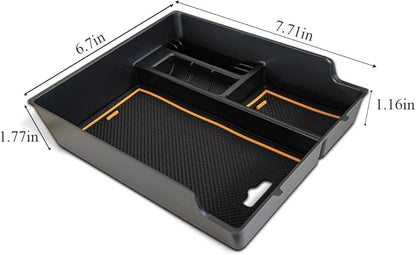 BestEvMod for Rivian R1T & R1S Accessories Center Console Organizer Tray Armrest Storage Box ABS Material with PVC Trim Compatible with Rivian R1T/R1S 2022 2023 2024 2025 2026 Accessories(V2 Yellow)