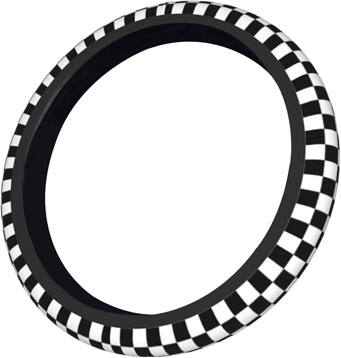 Checkerboard Steering Wheel Cover, Black and White Anti-Slip Universal Car Steering Wheel Cover, Checkerboard Race Soft Breathable Neoprene 15 Inch Car Accessories Case fit for Cars Auto SUVs