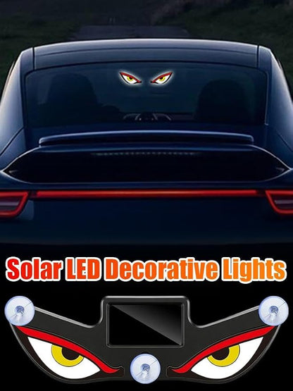 Solar Demon Eye LED Car Window Light, Waterproof Devil Eyes Light No Drill Suction Cup Dynamic Windshield Ambient Lamp, Solar USB Powered Flicker Signal Warning Lights for SUV Trucks (Type 2,1-Pack)