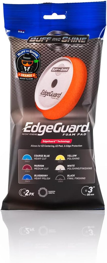 Buff and Shine - EdgeGuard Foam Buffing Pads - Orange - 3" Cutting & Polishing Pad - Pack of 2