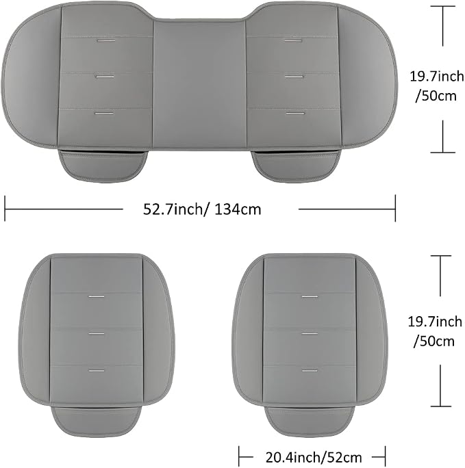 West Llama Bottom Seat Covers, Include 1 Pair Front Seat Protector and 1 Rear Seat Cover, Universal PU Leather Seat Covers for 90% Cars (Gray)