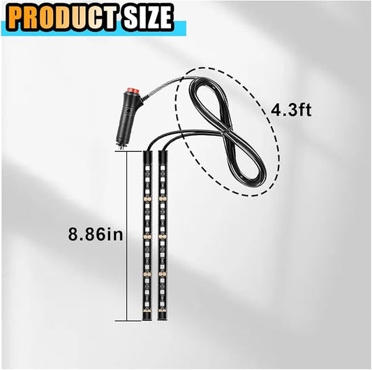 Universal Car LED Strip Light, Cigarette Lighter Auto Interior Decorative Lamp, 12V Under Dash Ambient Night Light, 24 LEDs RGB Neon Interior Atmosphere Lights for Car SUV (Red, Cigar Lighter)