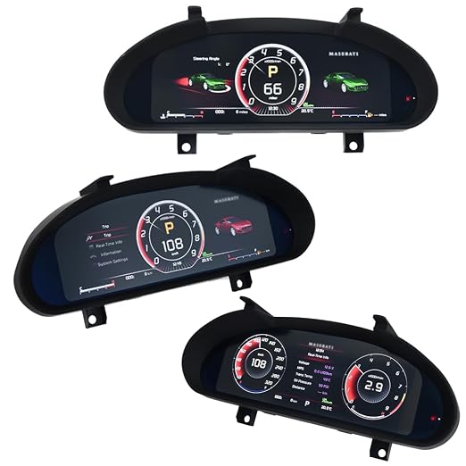 12.3 Inch Car Digital Cluster Gauge for Maserati GT/GC GranTurismo 2007-2017 Variant Virtual Cockpit Entertainment Dashboard Speedometer QLED Meter Screen Matt-Black Color