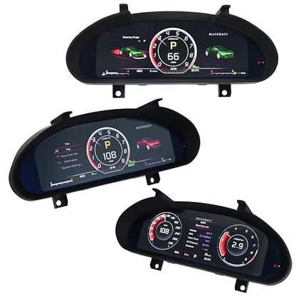 12.3 Inch Car Digital Cluster Gauge for Maserati GT/GC GranTurismo 2007-2017 Variant Virtual Cockpit Entertainment Dashboard Speedometer QLED Meter Screen Matt-Black Color