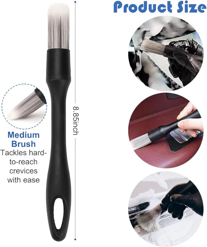 Wheel Rim Tire & Carpet Cleaning Brush Set, Soft & Stiff Bristle Wash Cleaning Supplies Kit for Car All Exterior Surface and Car Interior Cleaning Brush for Car Truck SUV RV Motorcycle (Green)