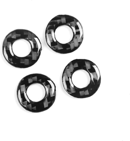 Compatible with Dodge Charger 2008 2009 2010 Real Premium Soft Carbon Fiber Decor Car Door Lock Ring Frame Sticker Decal Interior Accessories Trim Cover 4pcs Black