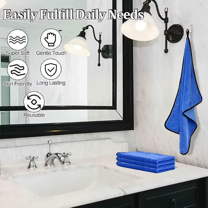 DIAOJIA 3 Pack Microfiber Car Towels (16" x 24"), 500 GSM Double-Sided Absorbent Coral Fleece Cloths for Washing, Drying & Cleaning, Streak-Free & Lint-Free (Blue)