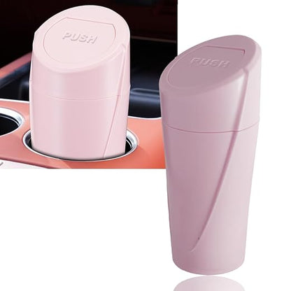 Pink Mini Portable Leakproof Car Trash Can with Lid - Auto Garbage Storage Can for Interior, Office, Camping, Living Room