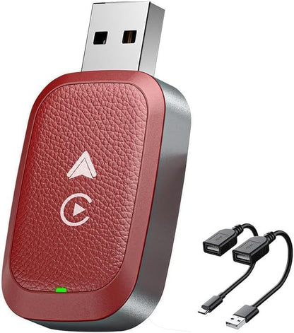 Wireless CarPlay Adapter 2-in-1 for Mitsubishi L200 Warrior/Barbarian/Design, USB Design Plug and Play Bluetooth Fast Connection Car Accessories,C-Red