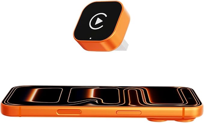 Wireless CarPlay Adapter, 2026 Upgraded Wired to Wireless for Apple CarPlay & Android Auto, 2-in-1 Mini USB, Plug-and-Play Stable Connection (Orange)