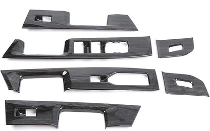 GZXinWei Interior Accessoreis for Ford F150 2021 2022 2023 2024 2025 2026 Door Window Control Switch Panel Trim Cover Wrap Decor Upgrade Parts Black Wood Grain