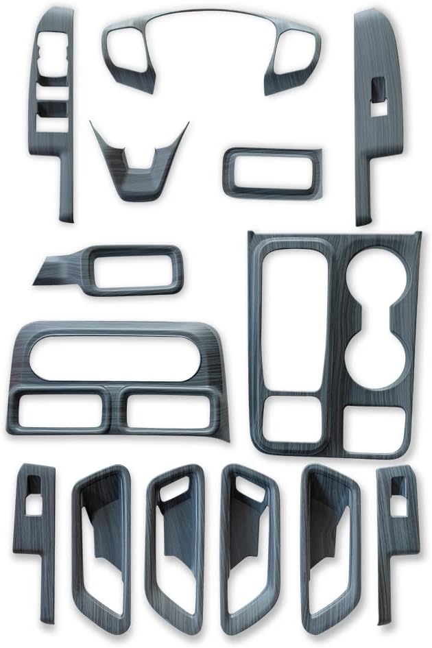 Muslogy for Maverick Set 14 Pcs Interior Decoration Trim Kit Overlays Steering Wheel Center Console Vent Window Switch Inner Door Cover Compatible with Ford Maverick 2022-2024 (Black Wood Grain)