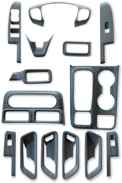 Muslogy for Maverick Set 14 Pcs Interior Decoration Trim Kit Overlays Steering Wheel Center Console Vent Window Switch Inner Door Cover Compatible with Ford Maverick 2022-2024 (Black Wood Grain)