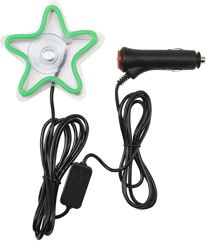 XhuangTech LED Neon Car Interior Lights, Green Ambient Decorative Lights for Cars, Trucks, UTVs, Vehicles, Universal Fit Car Accessories for Warm Atmosphere & Stylish Decoration (Five-Pointed Star)