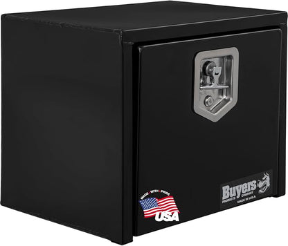 Buyers Products 1703321 Black Steel Underbody Truck Tool Box – 15 x 13 x 18 Inch - Truck Bed & Underbelly RV Storage Box, Locking T-Latch, Weather-Resistant, Heavy-Duty Flatbed Job Box, Made in USA