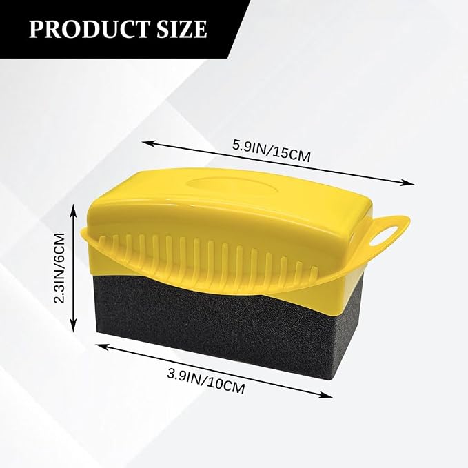 Tire Dressing Applicator, Tire Shine Applicator, Wheel Waxing Wipe Polishing Sponge with Lid, Car Accessories Reusable Wheel Detailing Foam Fit for Vehicle Waxing Polishing Cleaning (Yellow)