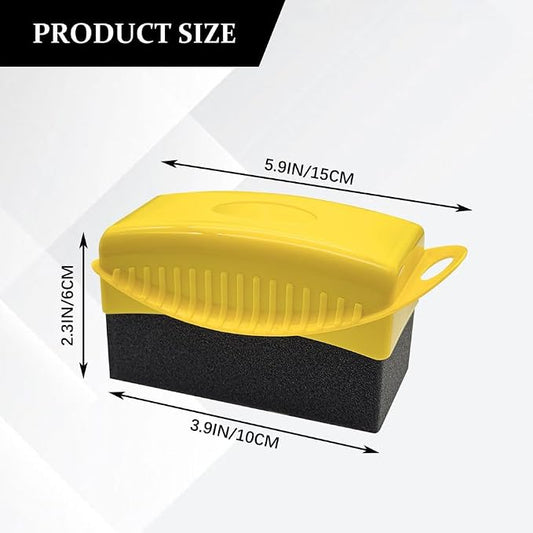 Tire Dressing Applicator, Tire Shine Applicator, Wheel Waxing Wipe Polishing Sponge with Lid, Car Accessories Reusable Wheel Detailing Foam Fit for Vehicle Waxing Polishing Cleaning (Yellow)