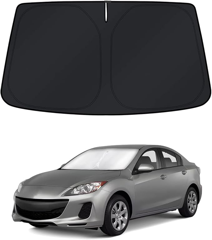 KUST Windshield Sun Shade for 2010–2013 Mazda 3 Window Accessories Shade Sun Cover Foldable Block UV Rays Keep Car Cooler