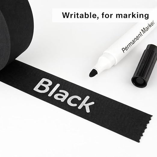 3 Pack Black Painters Tape - Masking Tape 1 Inch Wide - Multi-Surface, Smart Adhesion, Indoor & Outdoor - 270FT Total - Paint Tape for DIY, Labeling, Art, Car, General Purpose (#3910)