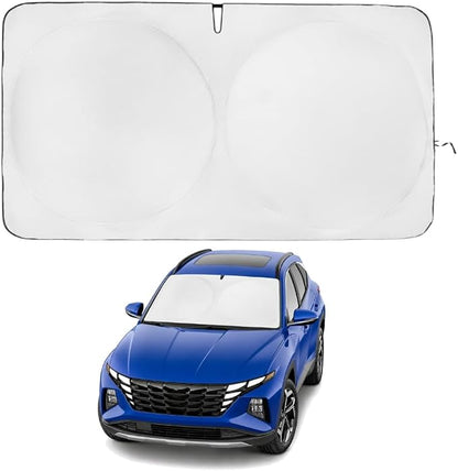Windshield Sun Shade | Compatible for Hyundai Tucson (2022-2026) | Certified 99.87% UVB & 99.02% UVA Car Sun Shade. Award Winning Sunshade - Patented Technology | Car Shades by Kinder Fluff