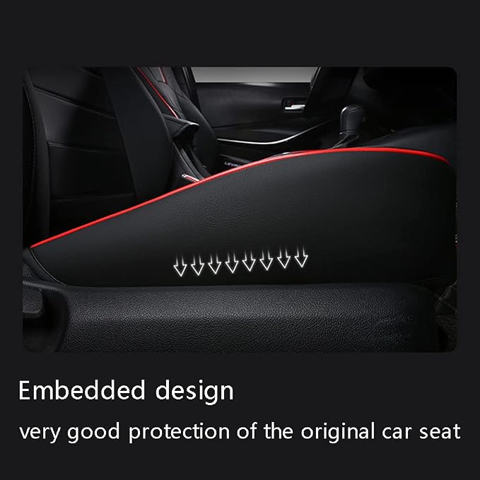 CocheFamilia Custom Fit Corolla Car Seat Covers for Select 2019 2020 2021 2022 2023 2024 2025 Toyota Corolla Hatchback SE, XSE, Nightshade - Full Set,Leather (Black with red Trim)