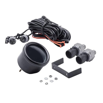 Dual Display Air Suspension Gauge Air Ride Air Pressure Gauge 2Inch 0-220PSI with 2Pcs 1/8NPT Sensors and 16.5ft Sensor Cable LCD Red