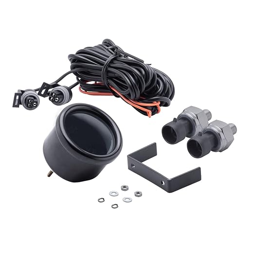 Dual Display Air Suspension Gauge Air Ride Air Pressure Gauge 2Inch 0-220PSI with 2Pcs 1/8NPT Sensors and 16.5ft Sensor Cable LCD Red