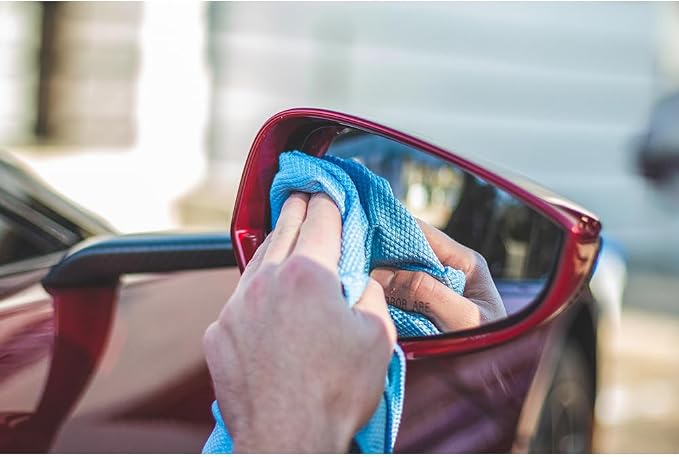 The Rag Company - Diamond Weave Glass & Window - Detailing Towels to Polish Mirrors & Chrome, Snakeskin Like Texture, Lint-Free, Streak-Free, 280gsm, 16in. x 16in, Blue (6-Pack)