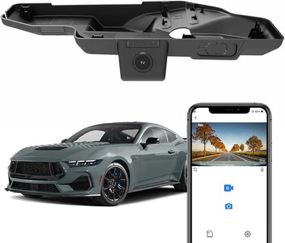 Fitcamx 4K Dash Cam Compatible with Ford Mustang 2024 2025 Ecoboost GT Premium Dark Horse, Integrated OEM Look, UHD 2160P Video, Loop Recording, Built-in WiFi & APP, G-Sensor, Plug & Play, 64GB Card