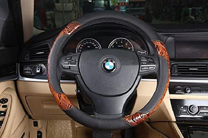 Steering Wheel Cover,Anti Slip Cover,Crocodile Grain Leather