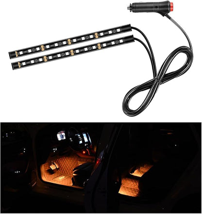 Car LED Strip Light, 24 LEDs RGB Neon Interior Atmosphere Lights, 12V Under Dash Ambient Night Light, Cigarette Lighter Auto Interior Decorative Lamp, Car Accessories (Orange-Yellow)
