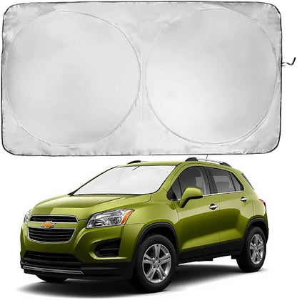 Windshield Sun Shade | Compatible for Chevrolet Trax (2013-2023) | Certified 99.87% UVB & 99.02% UVA Car Sun Shade. Award Winning Sunshade - Patented Technology | Car Shades by Kinder Fluff