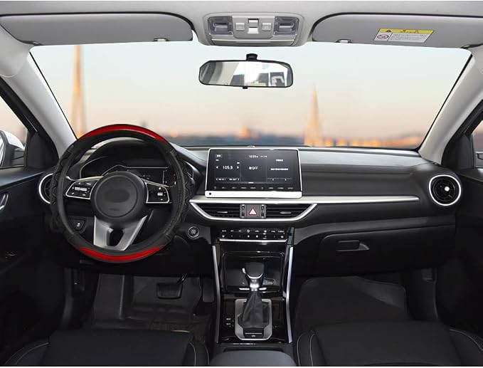 GIANT PANDA Steering Wheel Cover for Kia Soul,Sportage,Forte,Optima,Telluride(3D Honeycomb-Red-Standard Size)