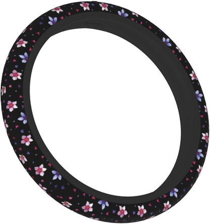 Flower Steering Wheel Cover Car Accessories Cute for Women Girls Universal 15 Inch Neoprene Auto Interior Decor Anti Slip Automotive Trucks Protector