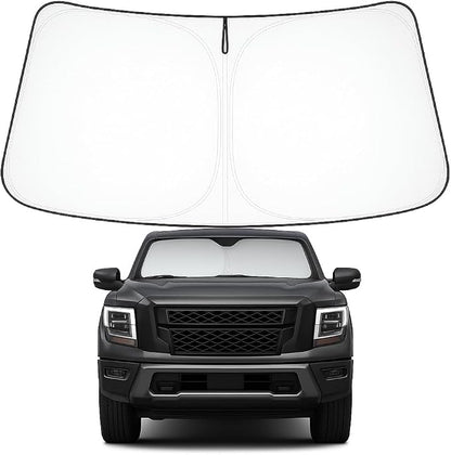 Proadsy 2026 Upgrade Windshield Sun Shade Custom Fit 2020-2024 Nissan Titan Foldable Front Sunshade Protector Sun Visor Blocks UV Rays Keep Car Cooler