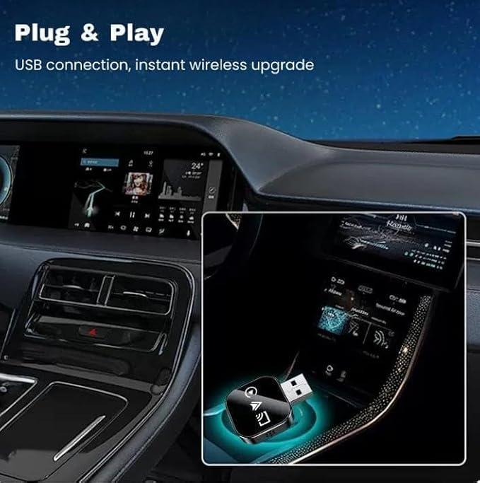 2026 Upgrade 3 in 1 Wireless CarPlay Adapter - Wired to Wireless Screen Mirror & Audio Link for iOS/Android, 2.4/5GHz WiFi & Bluetooth 5.0, Fast Stable Connection, Mini Design, Plug and Play