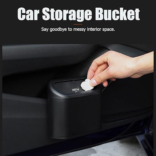 Car Trash can, mini Trunk Push Hanging Portable car Trash can with 2 Automatic Hooks and Disposable Trash Bags, Suitable for car, Home, Office