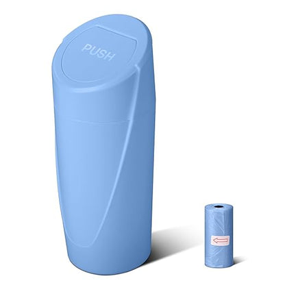Car Trash Can with Lid - Blue Mini Leakproof Vehicle Garbage Can Bin with 20pcs Trash Bags - Car Organizers and Storage for Front Back Seat Accessories