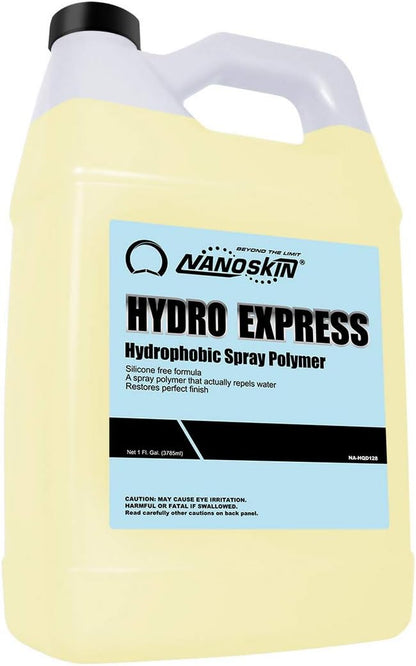 Nanoskin HYDRO EXPRESS Hydrophobic Spray Polymer 1 Gallon - Advanced Formula for Vehicle Protection, Long-Lasting Gloss, Enhanced Shine, Professional and Peerless Performance in all Weather Conditions
